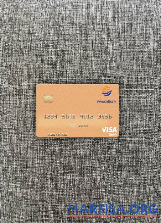 Printable Ethiopia Awash International Bank visa debit card photolook front download for verification